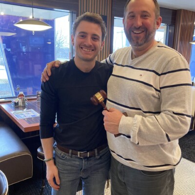 Michael Harrison and David Faccone Michael Harrison from Handshake Conversations Matter presents beSure Founder, David Faccone with a custom gavel for his beSure meetings